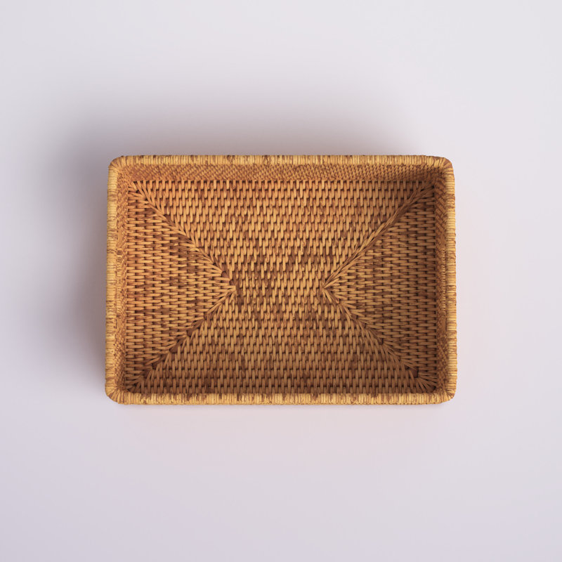 Dotted Line™ Rattan Rectangular Basket with Rounded Corners and Cutout